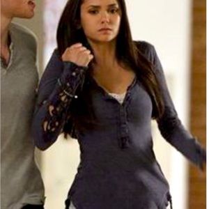 Free People Crochet Cuff Henley XS Vampire Diaries Elena Y2K